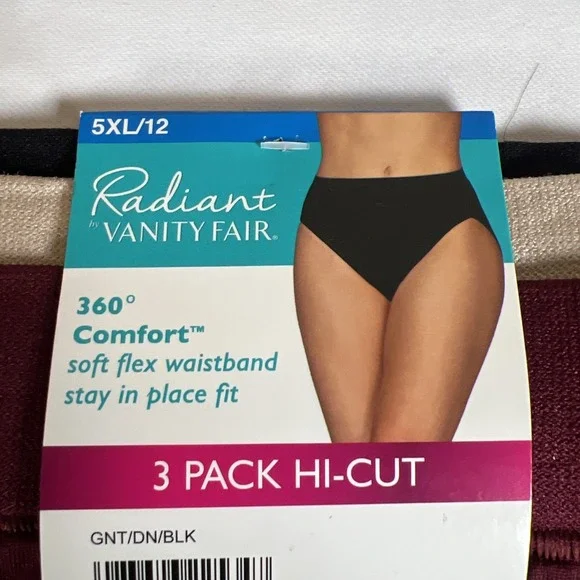 Womens 3 Pack Total Radiant‎ - Vanity Fair 360 SOFT Flex Briefs High Cut 5XL -12 - Picture 2 of 2